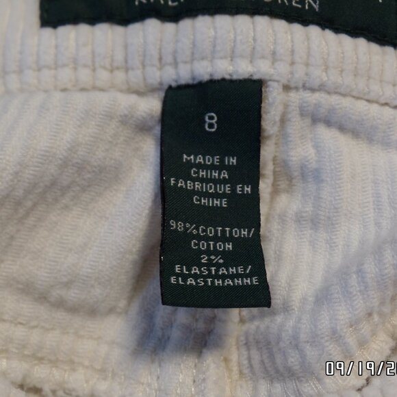 LRL Lauren Jeans Co Ralph Lauren Cream Corduroy Size 8 - Picture 3 of 15
